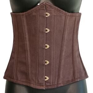 Corsets Queen brown underbust corset back lace front steel eyelets size 24